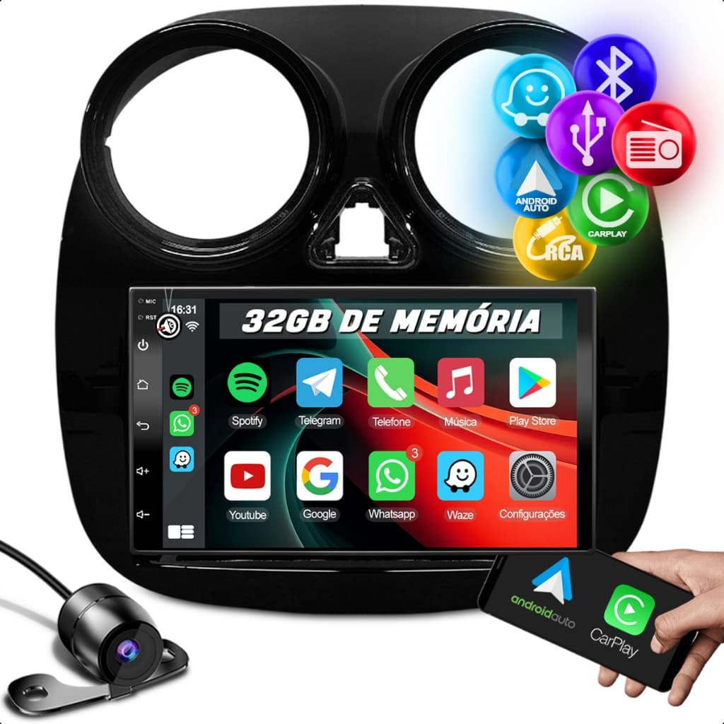 Multimidia Universal Android Carplay Bluetooth 7 Polegada Moldura Fiat Palio Attractive Grand Siena