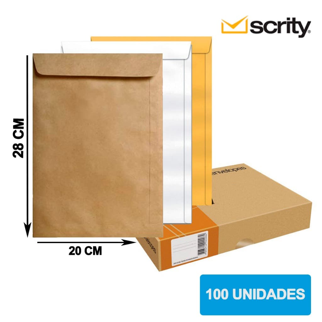 Envelope 200X280 mm Saco Scrity 100 Unidades