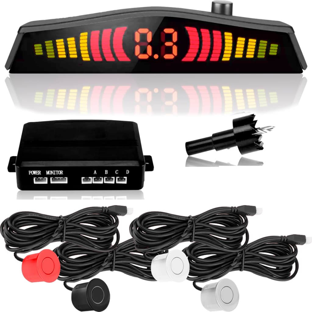 Kit de sensores para estacionar automotivo ré 4 sinal sonoro universal