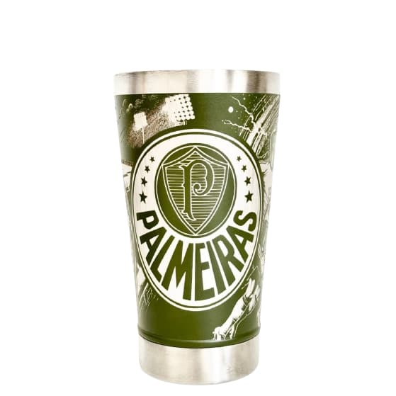 Copo Térmico 473ml personalizado Gravação a Laser PREMIUM Palmeiras 1 Alviverde Porco