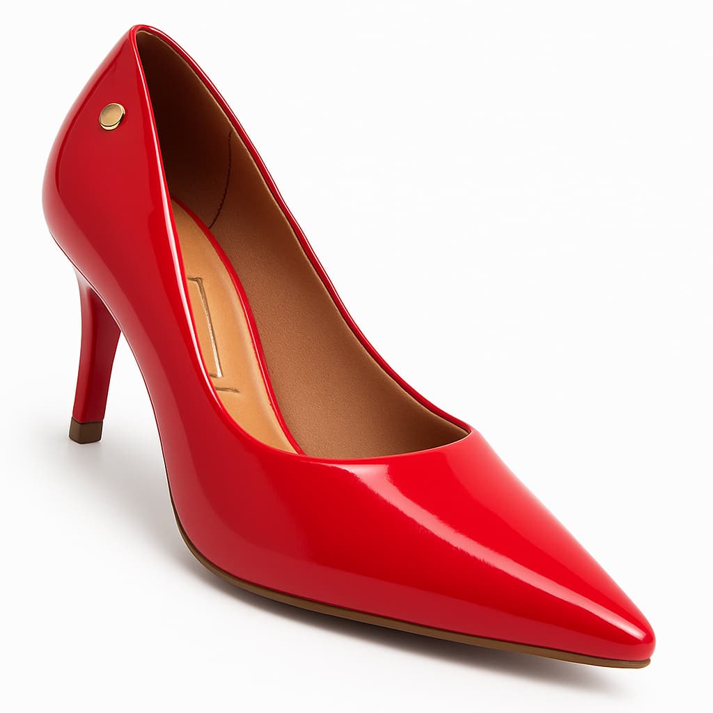 Scarpin Vizzano Feminino Salto Baixo Fino Macio Original Vermelho Verniz 1185