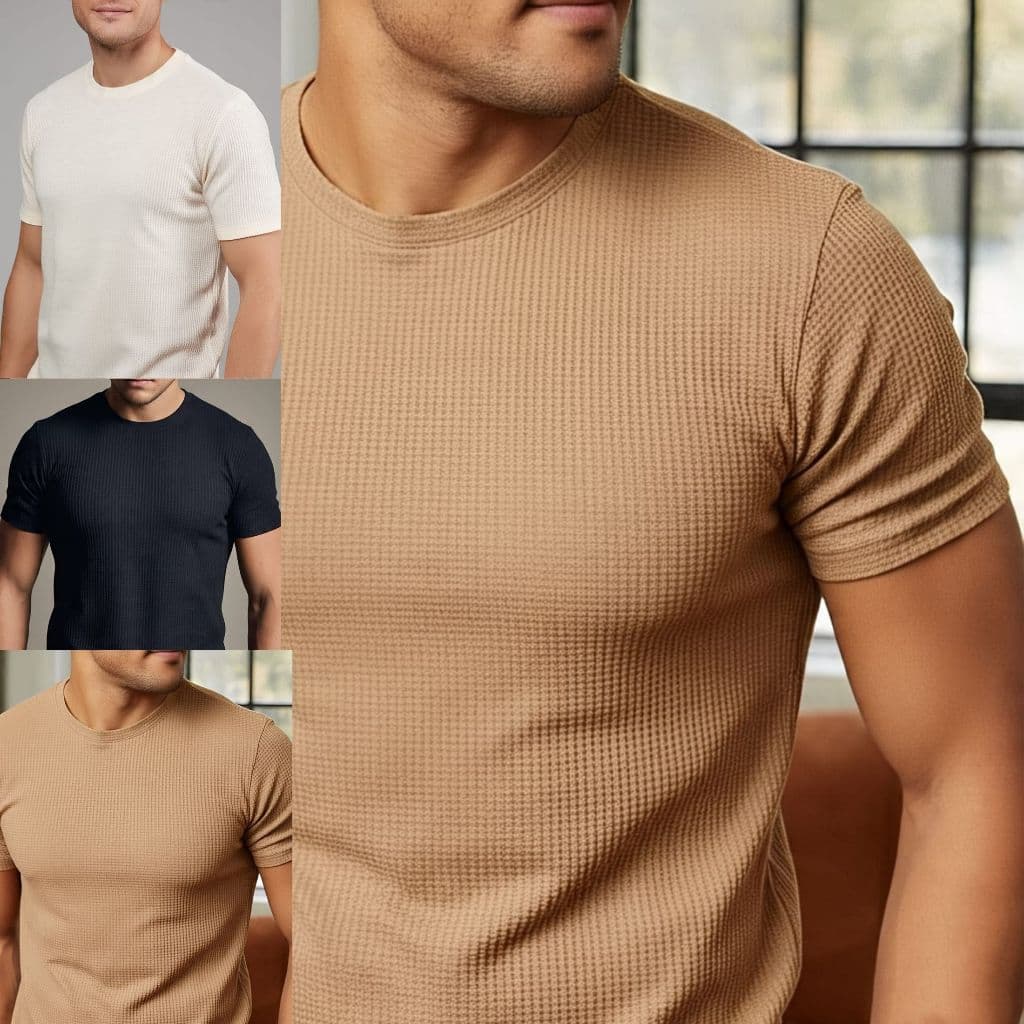 Kit 4 Camiseta Texturizada Casual Básica Reta Texturizada Malha Premium