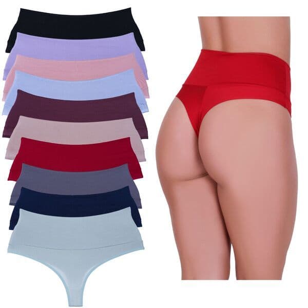 Kits 10 kits 5 kits 3 Calcinhas Cintura Alta Cós Duplo Fio Duplo Sem Costura no Bum bum Segura Barriga
