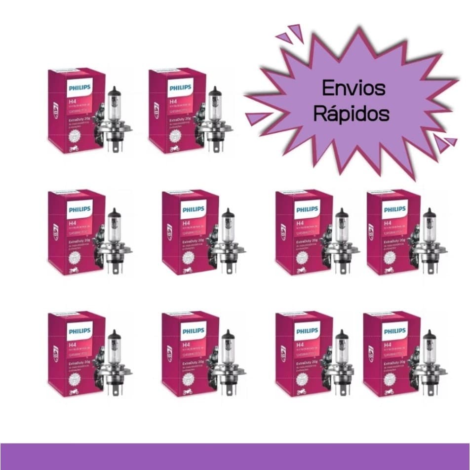 Kit 10 Lâmpadas Farol Moto H4 35/35W Roxa Extra Duty Philips Para CG Titan Fan Bros XRE ENVIO IMEDIATO!