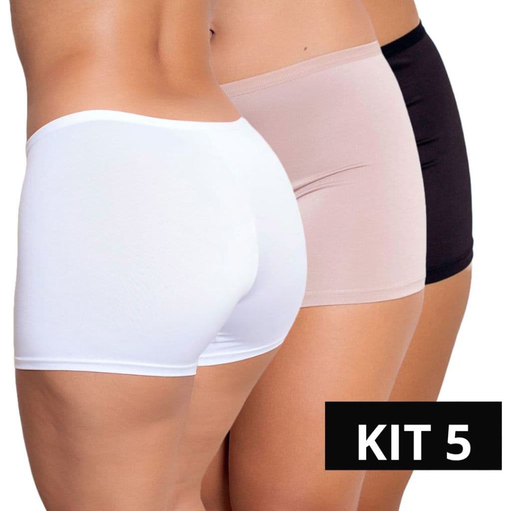 KIT 5 Anágua Short Curta Microfibra  Antiatrito e Sem Transparência para vestidos calça Segunda Pele M ao 54