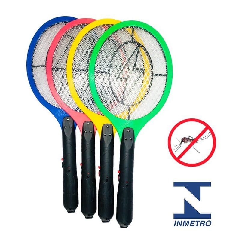 Raquete Elétrica Mata Mosca e Mosquito Dengue Insetos Recarregável 110/220 Bivolt