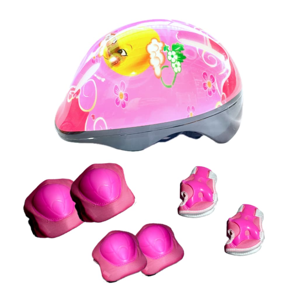 Kit Capacete Infantil + Joelheira E Cotoveleira Rosa