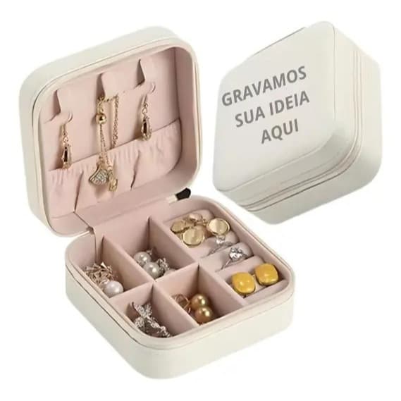 Mini Porta-Joias Gravado Personalizado Portátil Estojo Compacto Feminino Para Viagem
