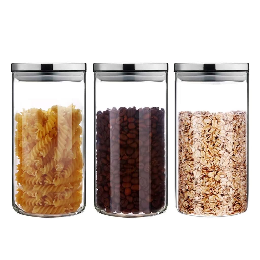 Kit Potes Herméticos 550ml Tampa Inox Mantimentos Vidro Redondo
