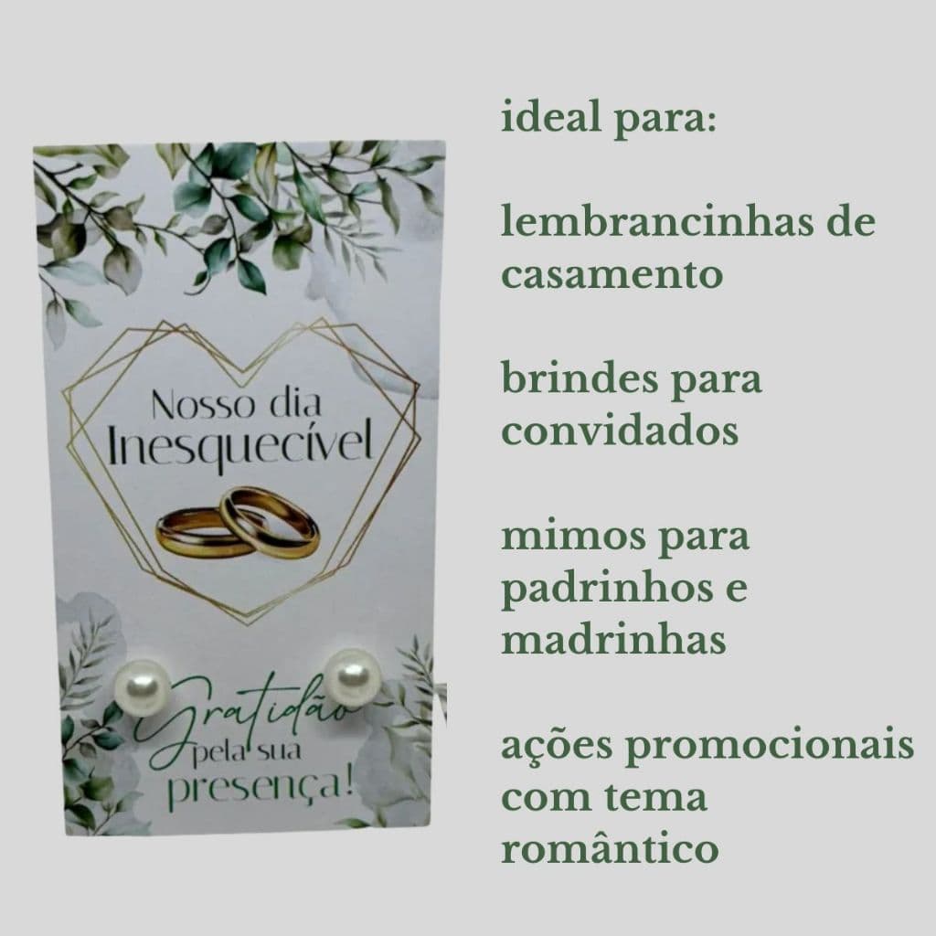 Kit Tags e Brincos Pérola 6mm para Lembrancinhas de Casamento | 50 a 200 Unidades