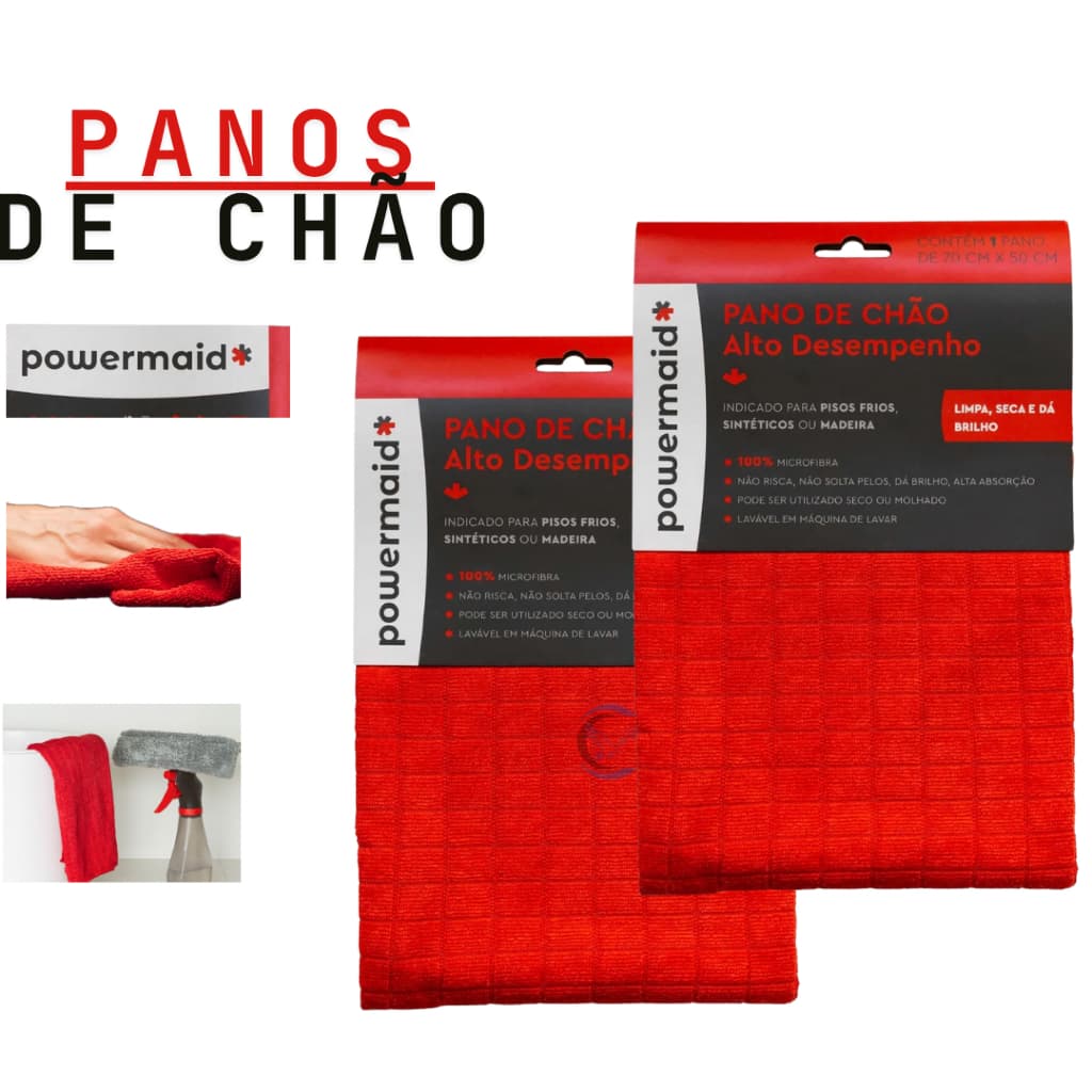 PANO DE CHÃO MICROFIBRA MULTIUSO 70 x 50 VERMELHO