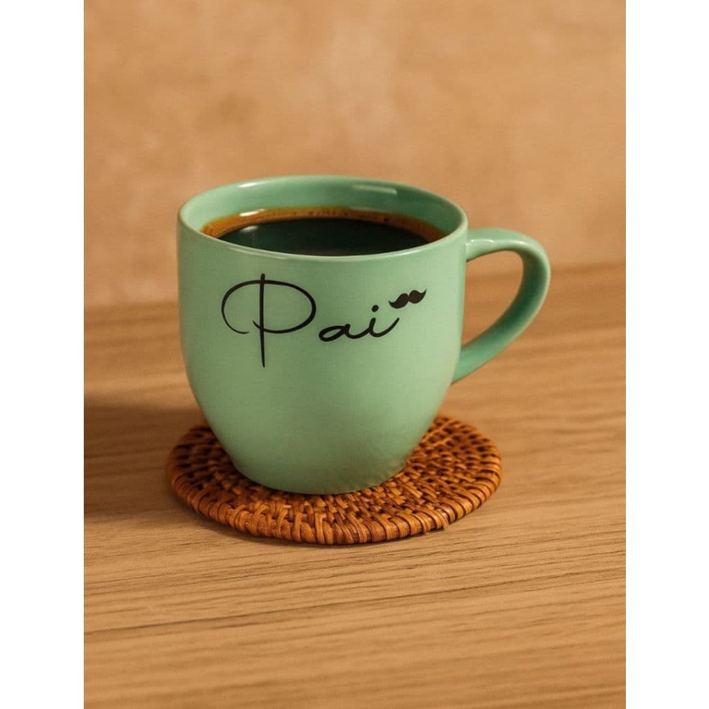 Xícara Paris Verde Porcelana Pai Bigode 170ml