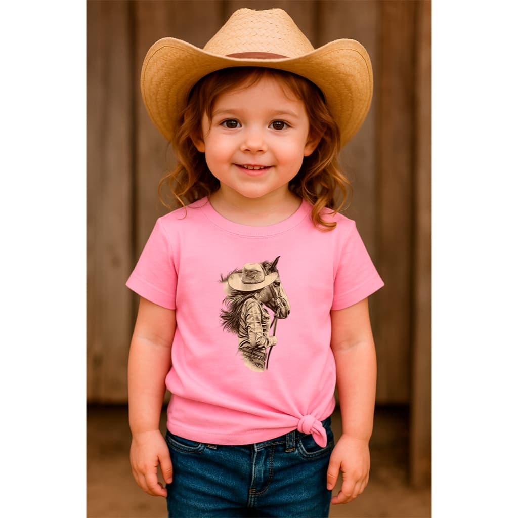 Camiseta Feminina Infantil Amor a Cavalos em 100% Algodão Promoção