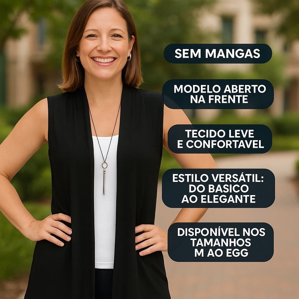 Colete Feminino Casual  Terceira Peça Leve e Versátil  Ideal para Qualquer Look