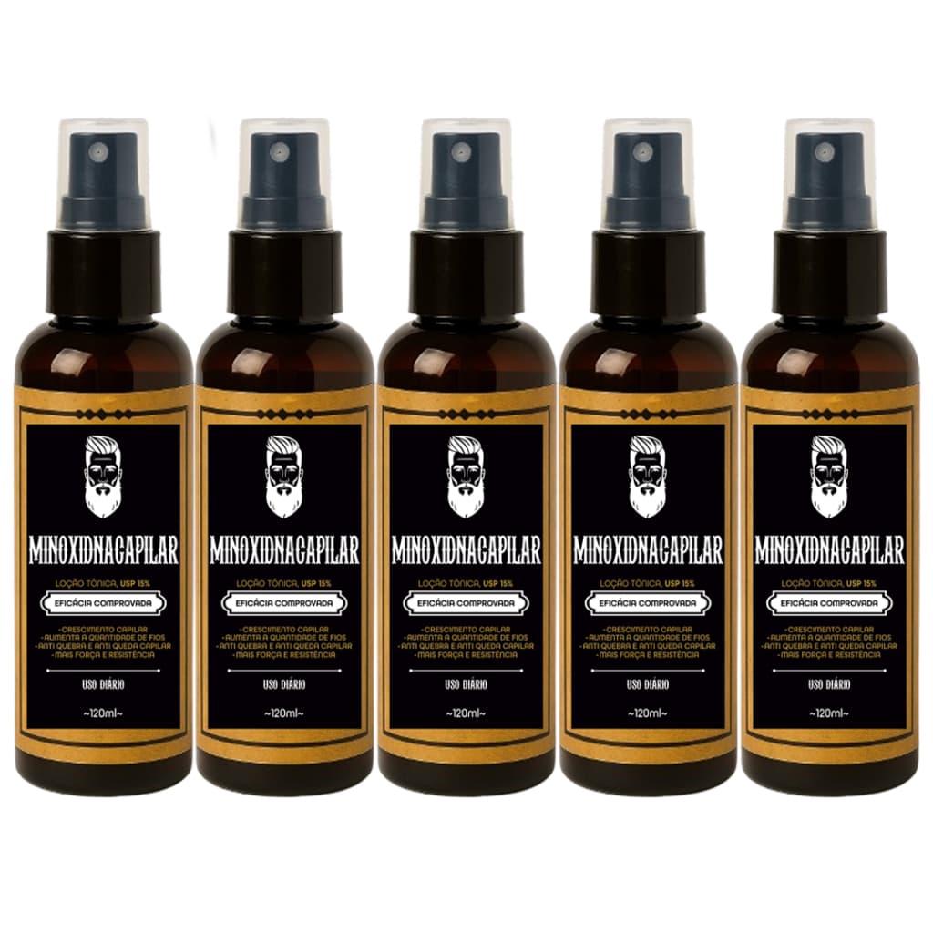 Kit 5x Tonico Pro Barba 120ml Serum para Crescimento de Cabelo Barba e Sobrancelha Crescimento Rápido Envio Imediato