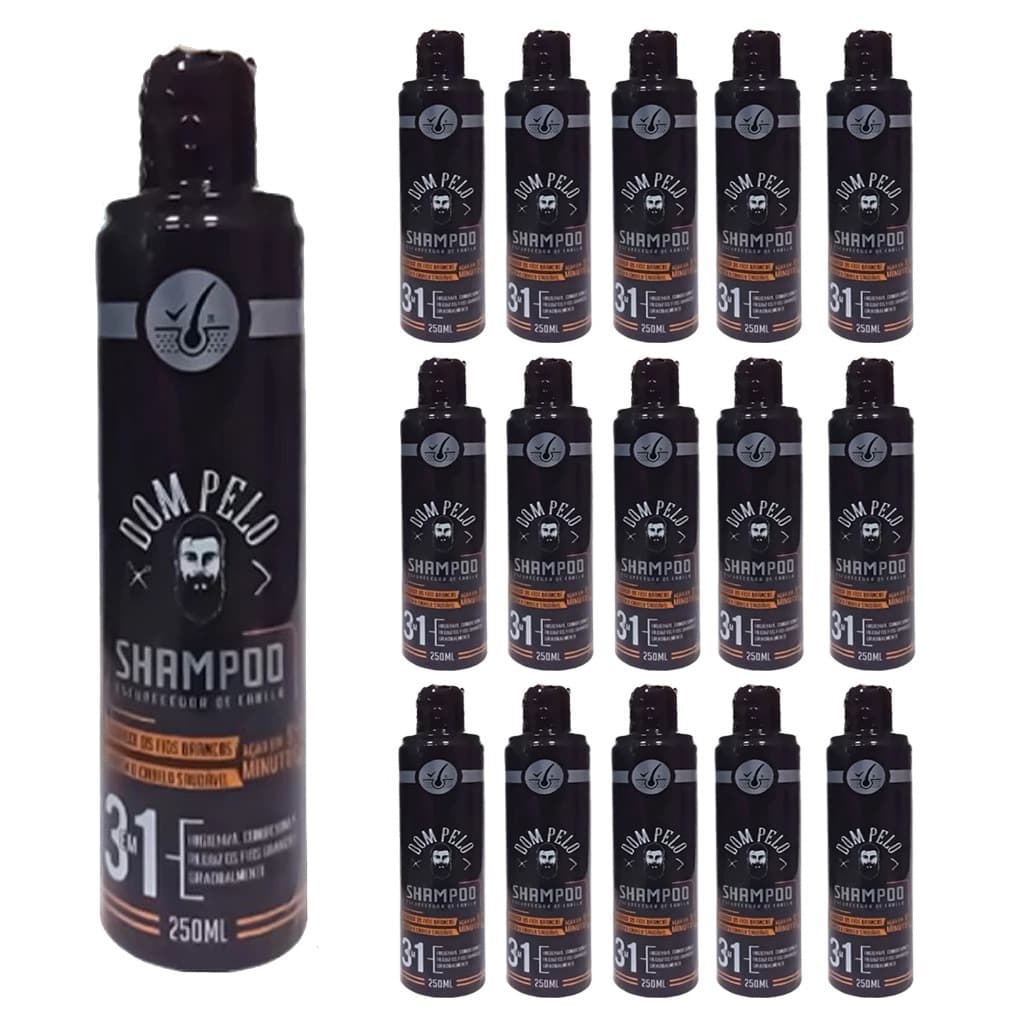 Kit 15 Shampoos Escurecedores Dom Pelo 250ml - Reduz Fios Brancos - Pronta Entrega, Envio Imediato