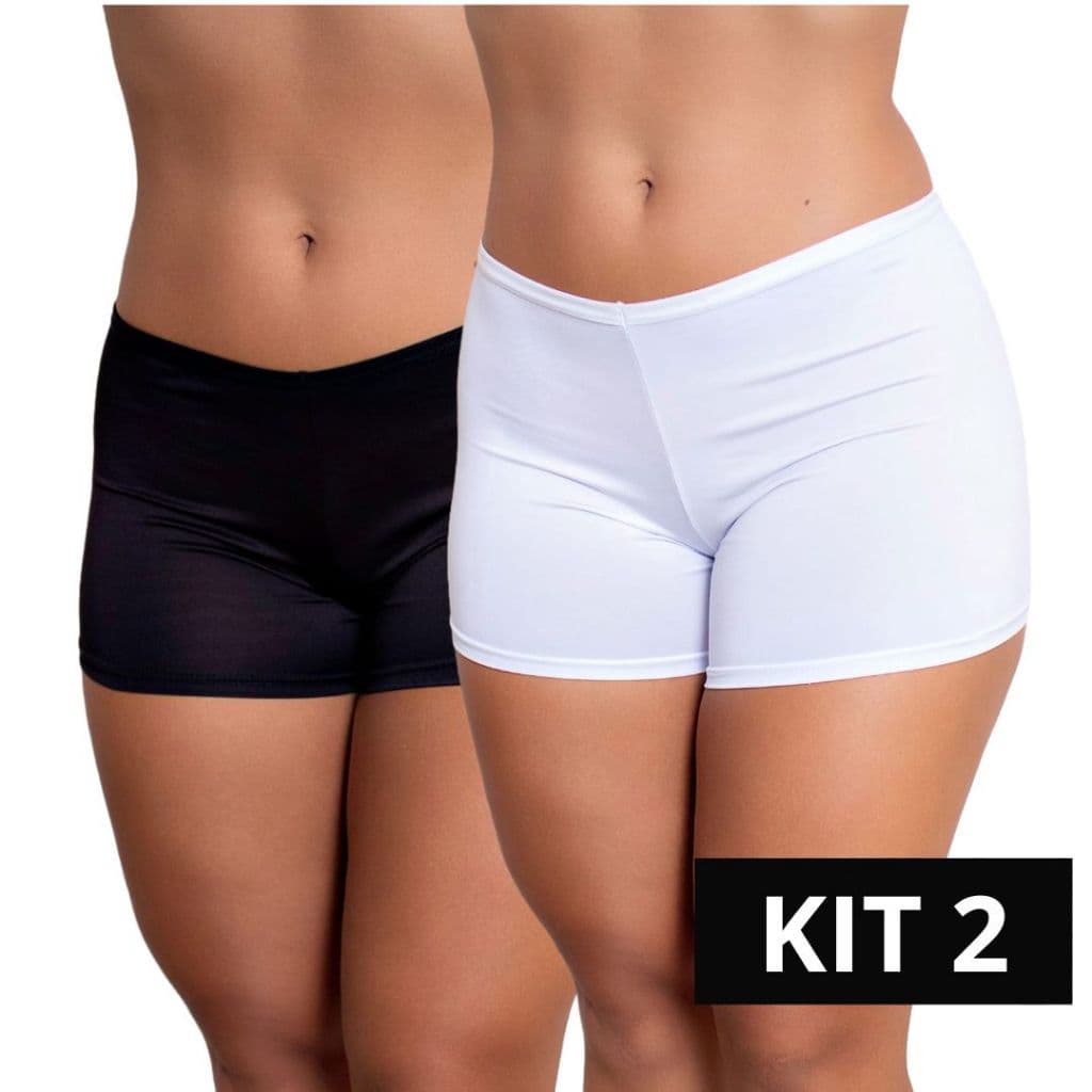 KIT 2 Short Microfibra Segunda Pele Curta  Elasticidade e Proteção, Evita Transparência Atrito balé M ao Plus size