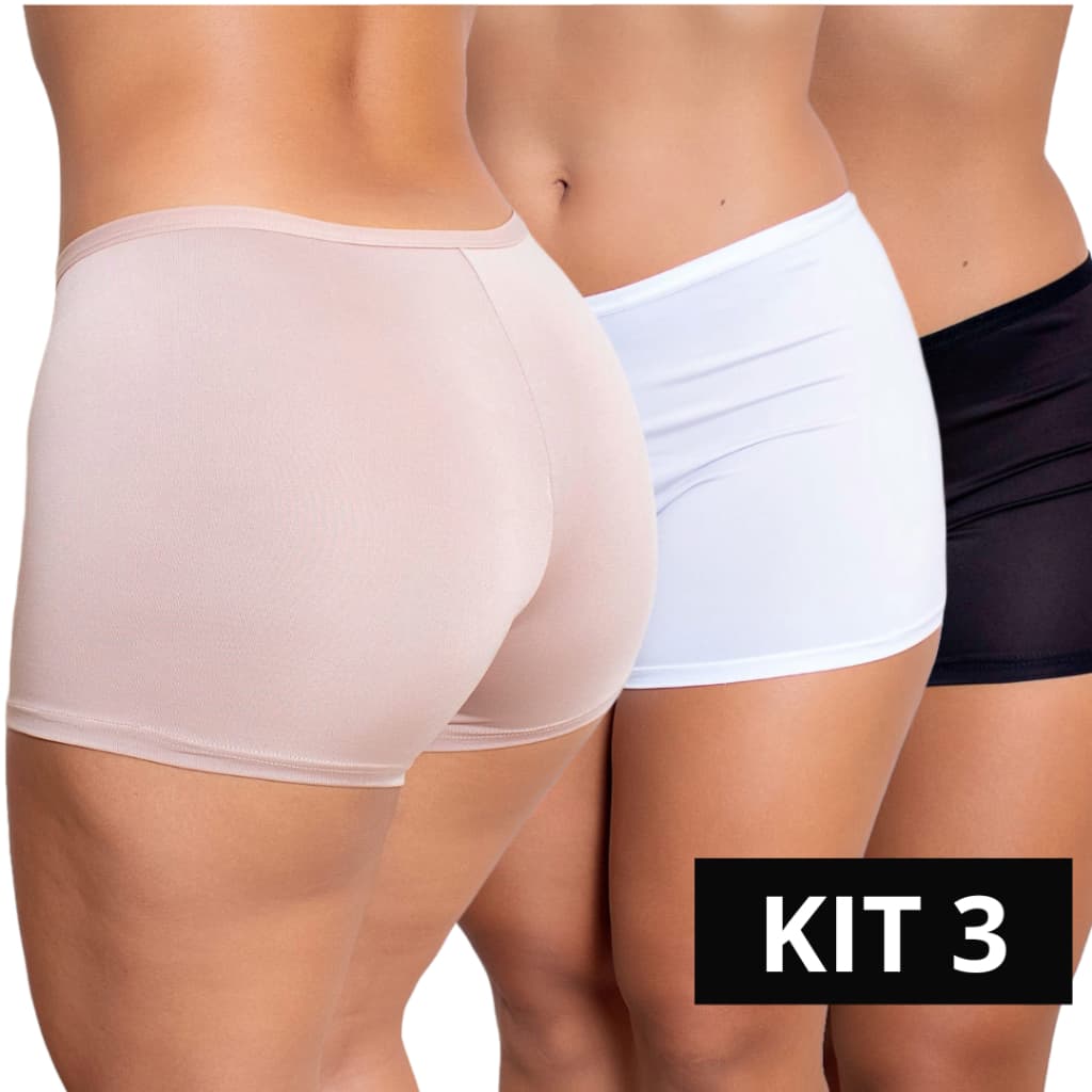 KIT 5 Short Segunda Pele Feminino Anagua Curta usar por baixo de roupa transparente balé vestidos até plus size