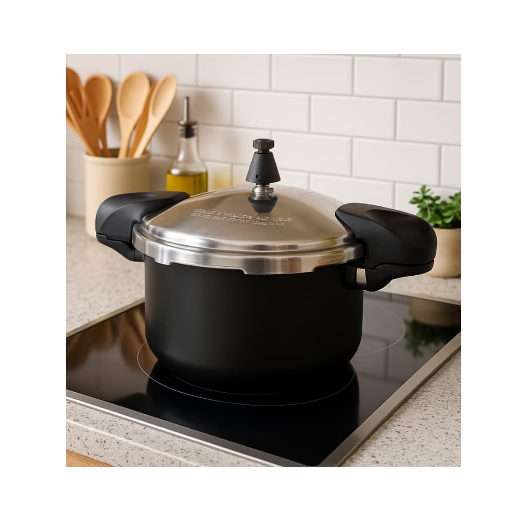 Panela de Pressão Indução Brinox Pressure Antiaderente Ceramic Life 5,4 L Preto