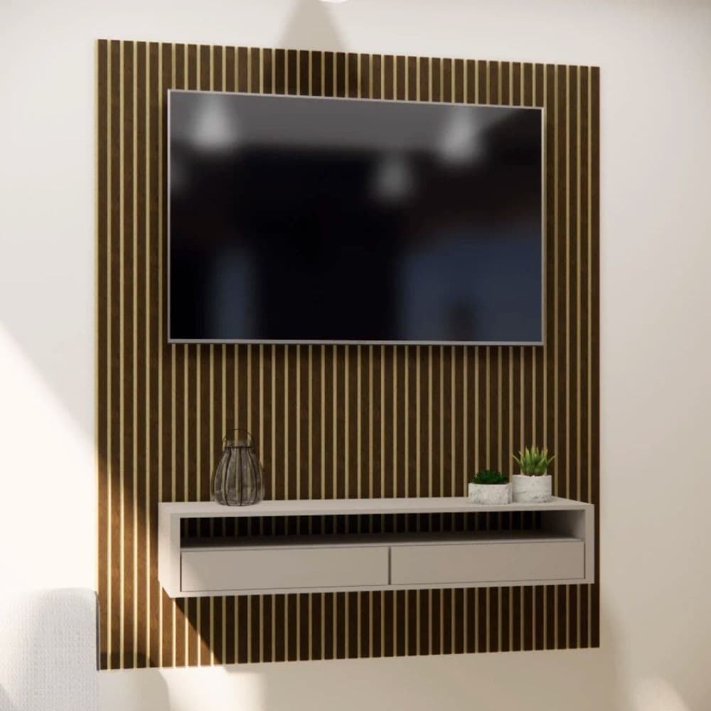 Kit 50 Placas MDF Ripado 45x11cm Autocolante – Revestimento Decorativo para Sala,Quarto e Escritório
