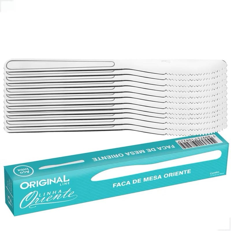 Kit Jogo 12 Facas Mesa Sopa Buffet Restaurante Lanchonete Aço Inox Linha Oriente Original Line