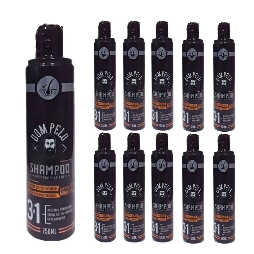 Kit 10 Shampoos Escurecedores Dom Pelo 250ml - Reduz Fios Brancos - Pronta Entrega, Envio Imediato