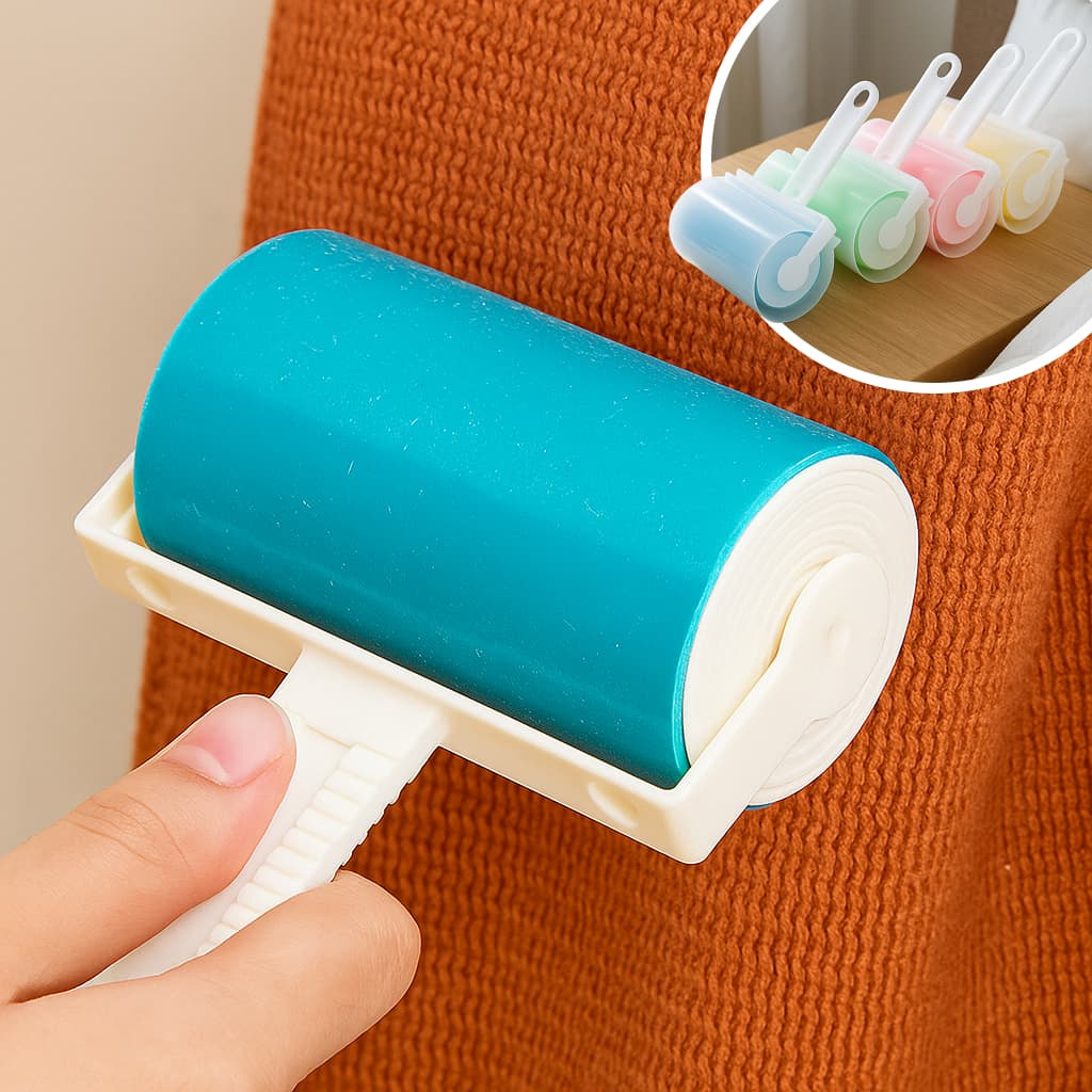 Kit 3 Rolos Tira Pelos Adesivo Portátil Reutilizável Roupas Estofados Sofá Tecido Limpeza Pet Remove Retira Limpa