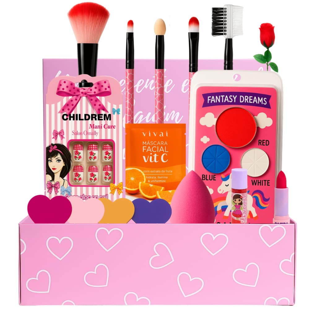 Kit Estojo Maquiagem Infantil Caixa Completa Princesinha Caixinha