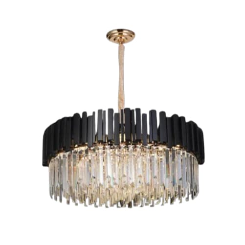 Lustre Pendente 72x43cm Metal e Cristal Dourado e Transparente - Sindora Iluminação-Lançamento