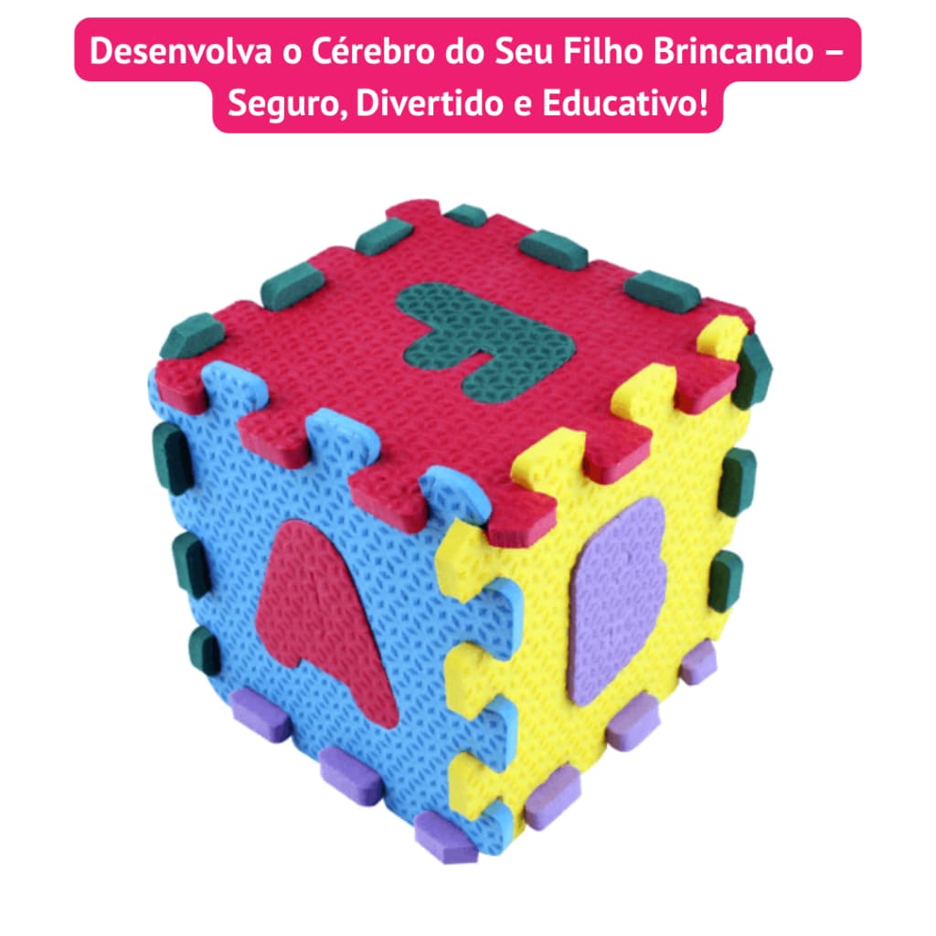 Kit EVA Pedagógico Vogais Brinquedo Didático Infantil 9x9cm 8mm Colorido +3 Anos