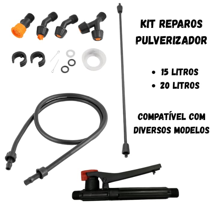 Kit Reparos Acessorios Pulverizador 15 a 20 Litros Lança Bicos Gatilho e Mangueira