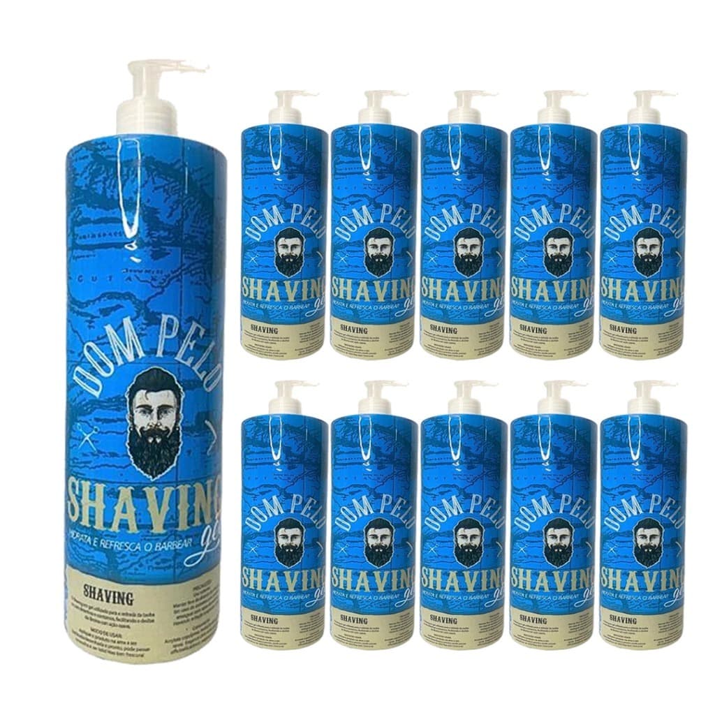 Kit 10 Shaving Gel Dom Pelo 1kg Profissional - Barba Suave Sem Irritações - Envio Imediato
