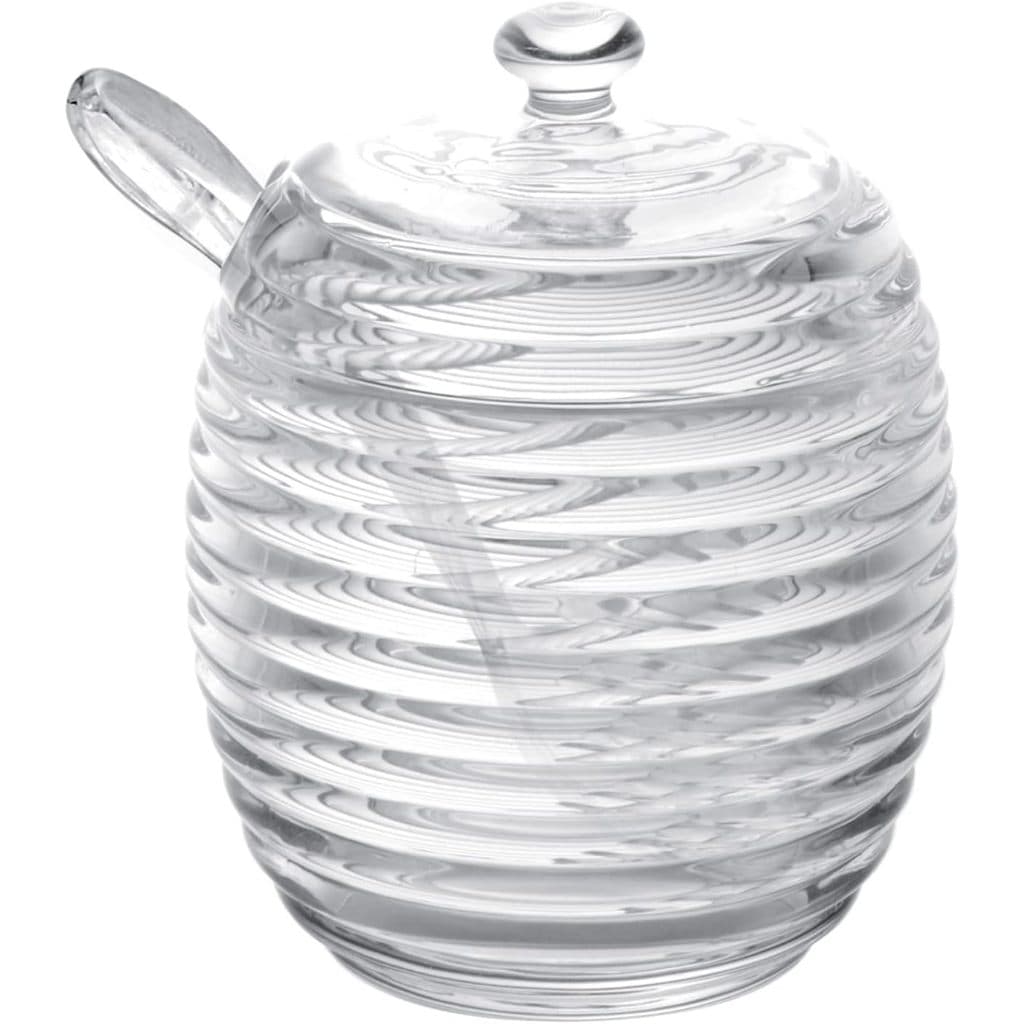 AÇUCAREIRO DE CRISTAL COM COLHER E TAMPA COLMÉIA 210ML