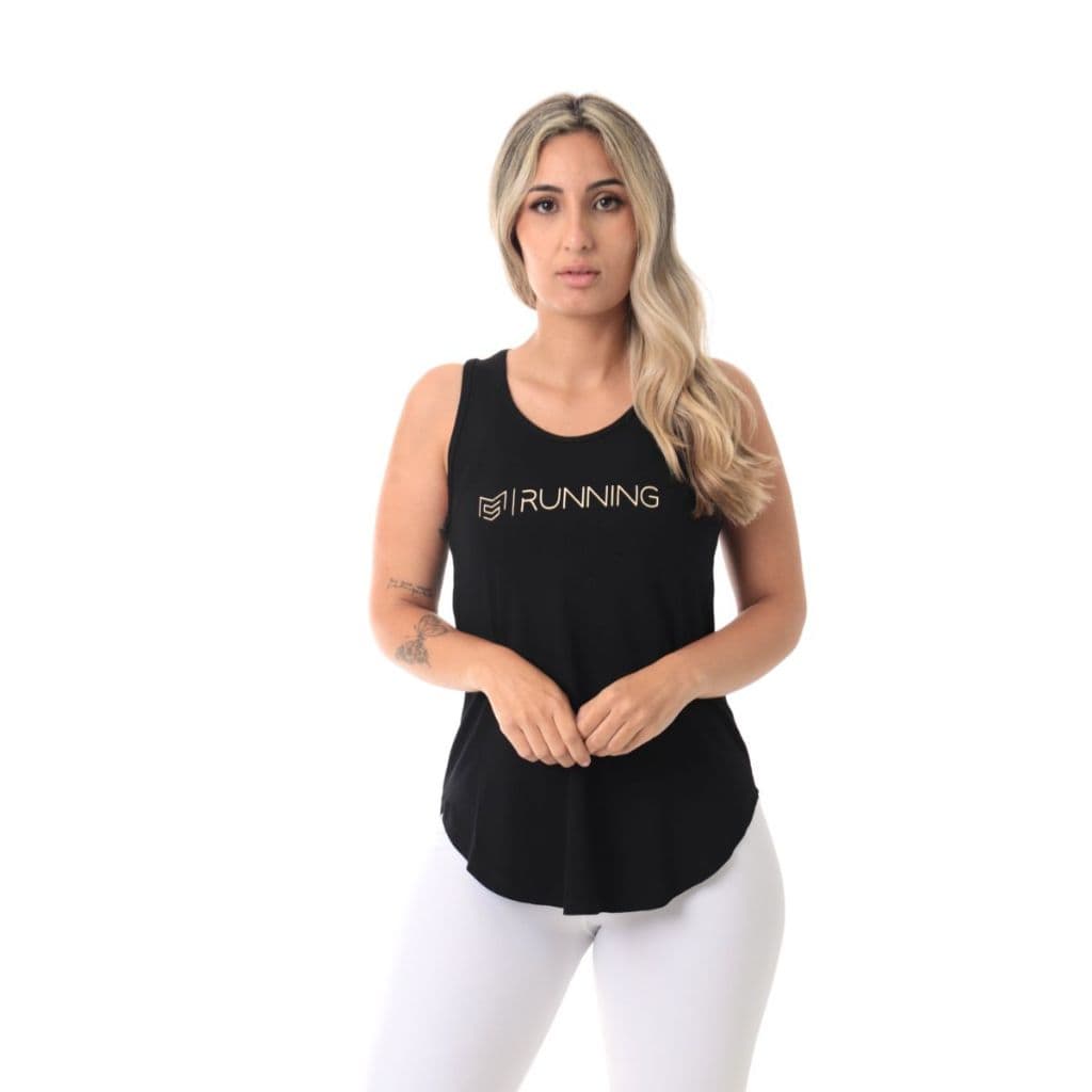 Camiseta Regata Feminina Academia Fitness Running Preta