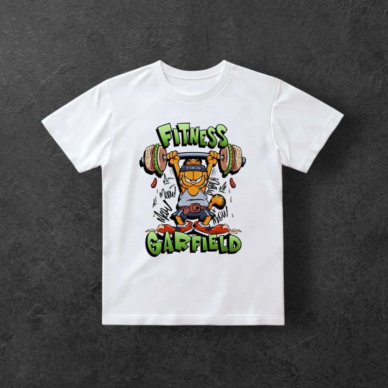 Camiseta Branca infantil Garfield Fitness 100% algodão