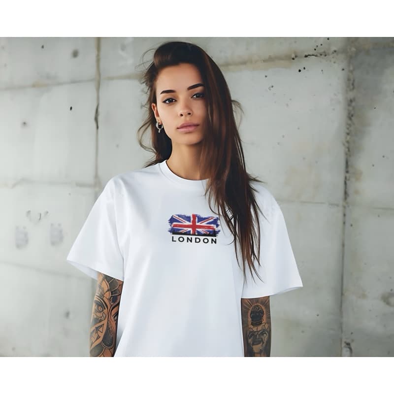 Camiseta Branca Unissex London alta qualidade camiseta de viagem trio