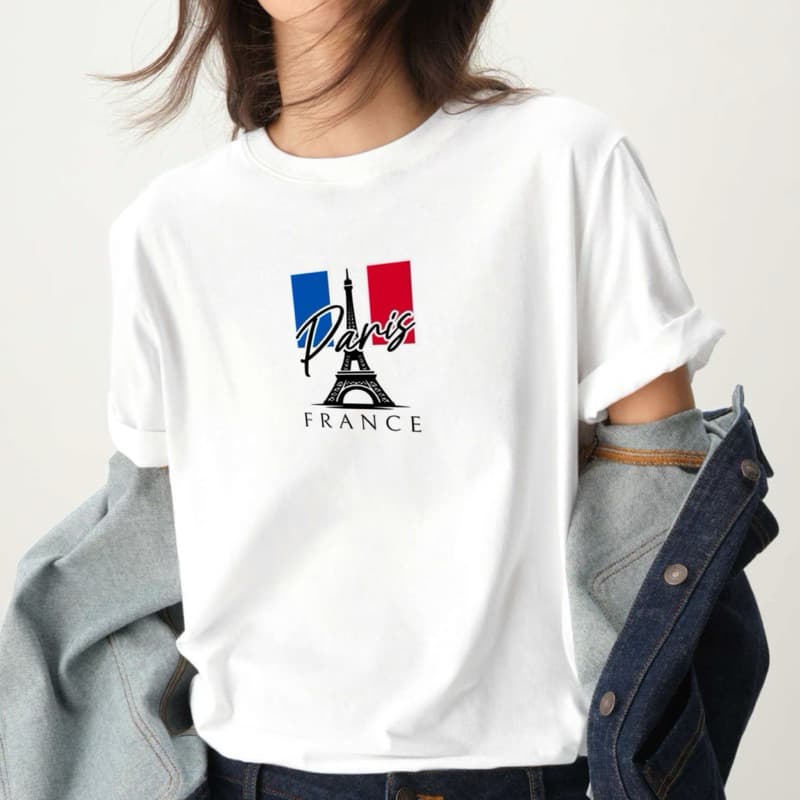 Camiseta Branca alta qualidade Paris France unissex camiseta de viagem