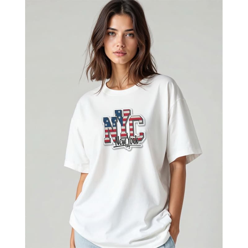 Camiseta Oversized Branca Estilosa New York camisa viagem