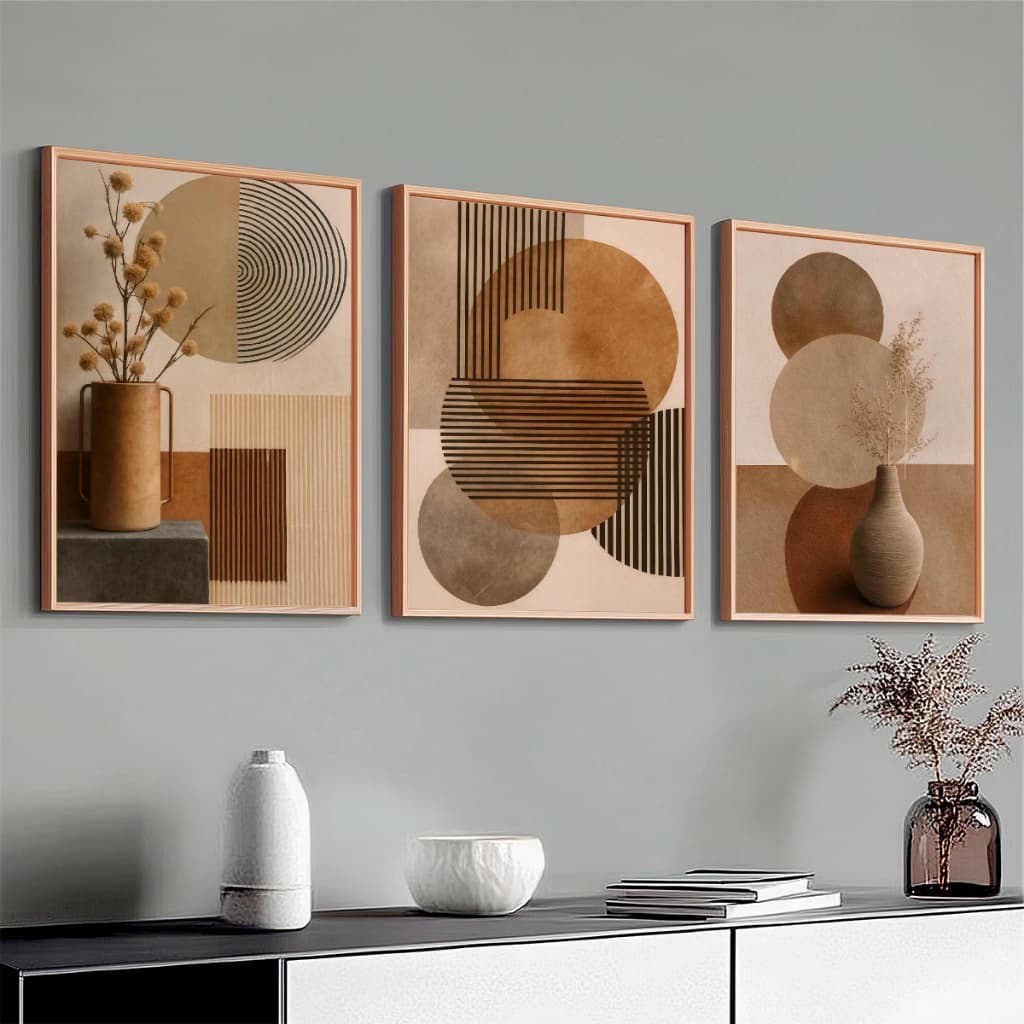 Trio Quadros Decorativos 40x60 cm Moldura Para Quarto Sala Escritório Hall