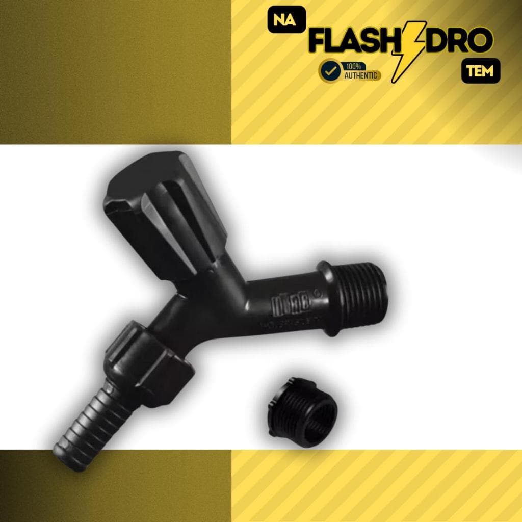 Torneira Pvc 1/2 Para Jardim C/ Adaptador 3/4 Acabamento Fosco Cor Preto - Herc
