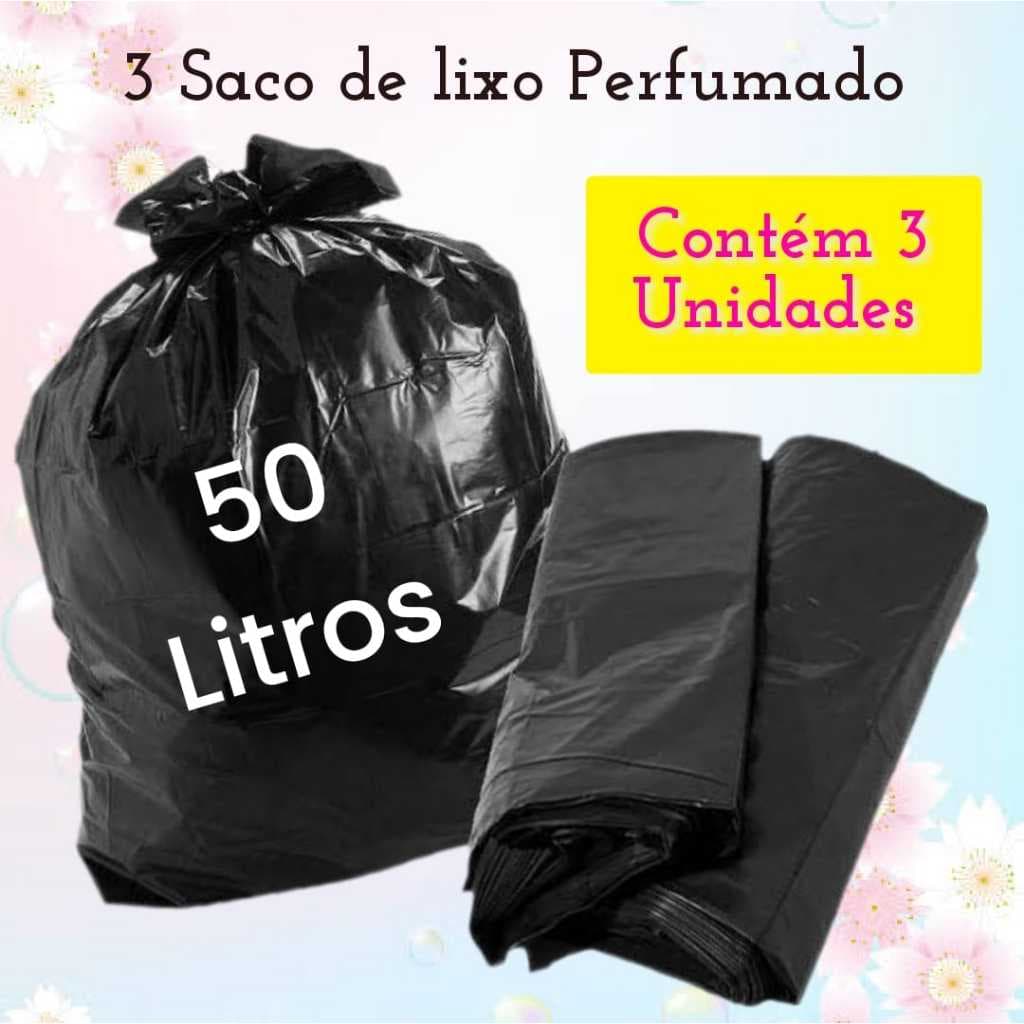 Saco de lixo Perfumado Resistente 50 L Contem 3 Unidades