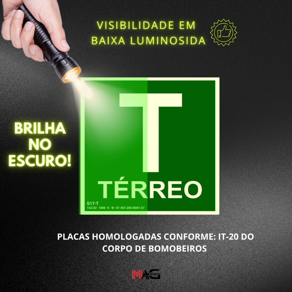 Kit Placa De Andar -  Ss, T, 1o Ao 17o -  Fotoluminescentes