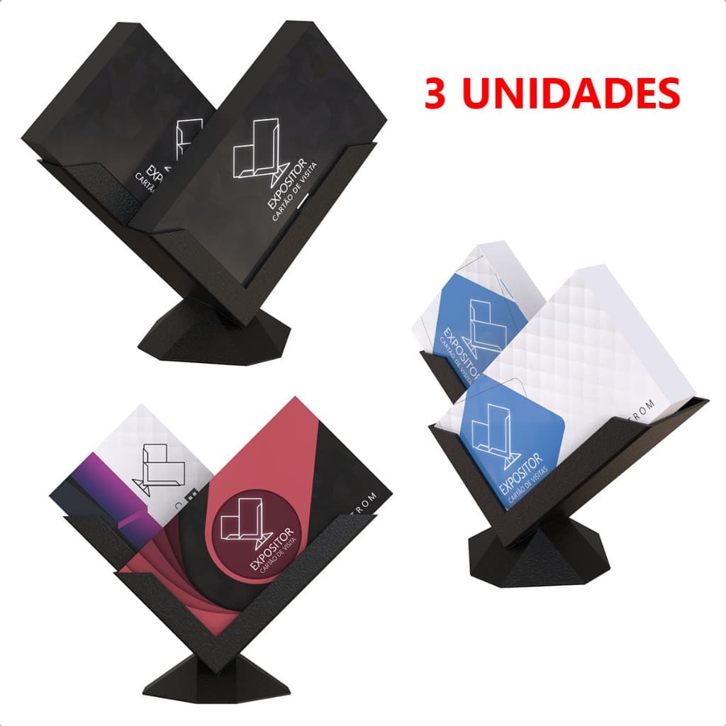 Kit 3 Expositores Porta Cartão De Visita Suporte Coração