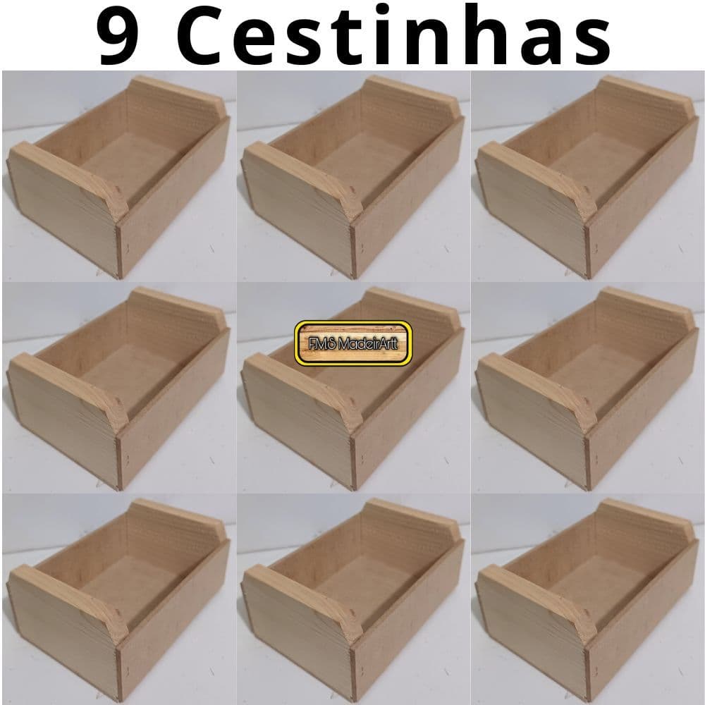 9 Caixotinhos - cesta de madeira pinus e mdf fms_madeirartt