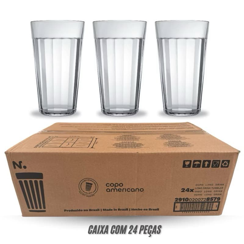 Conjunto De Copos Nadir Americano Long Drink 450 Ml 24 Unid Cor Transparente
