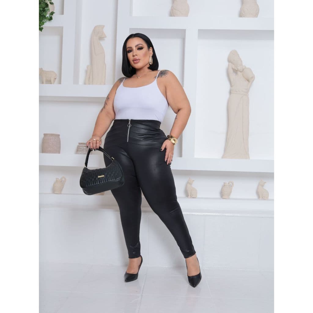 Legging Plus Size Calça Lipo Cirrê com Ziper Frontal Empina Levanta Bumbum | Envio Imediato