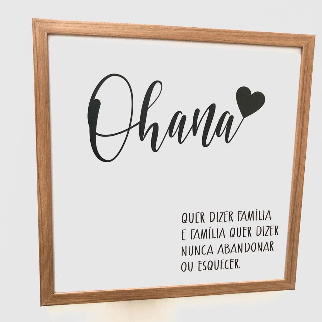 Quadro  para caixa de luz resinado com moldura 53x53 Ohana quer dizer familia... decoração\sala\quarto