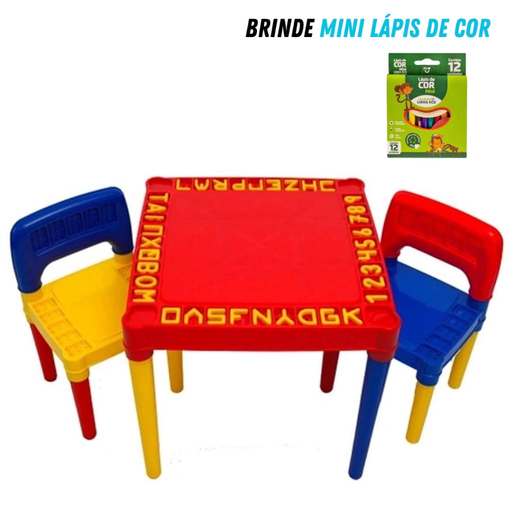 Mesa Mesinha Infantil Didática - Brinde caixa míni lápis de cor - Envio Imediato