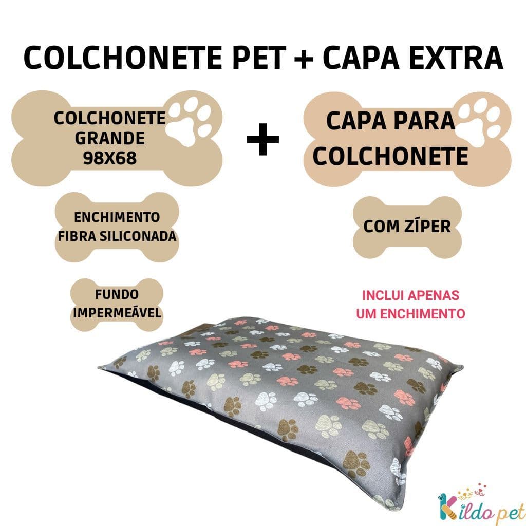 Colchonete Pet mais Capa extra Kit de colchonete com capa extra para cachorro