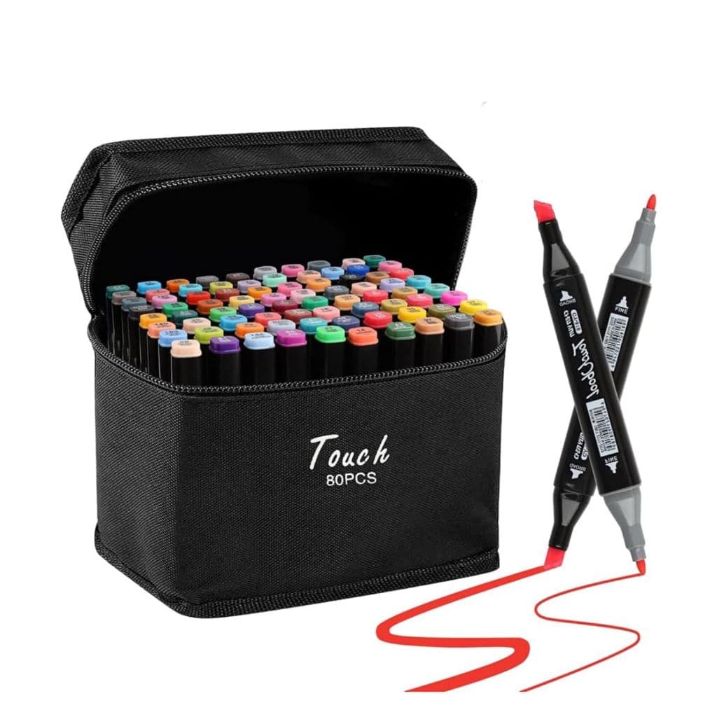 Kit 80 Canetas Para Colorir Ponta Dupla - Ideal Livro Antiestresse Lettering Desenho Artístico